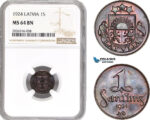 AE261, Latvia, 1 Santims 1924, NGC MS64BN