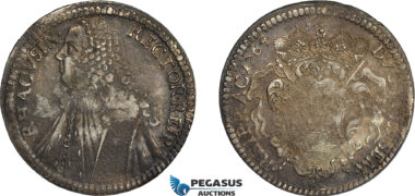 AE376, Ragusa, Tallero Rettorale 1764 GB, Silver (28.28g) Toned XF