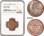 AE518, India (British) Victoria, 1/4 Anna 1901 (C) Calcutta, NGC MS64RB