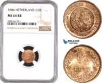 AE542, Netherlands, 1/2 Cent 1884, NGC MS64RB