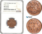 AE668, Netherlands, Holland, 1 Duit 1739, NGC MS64RB