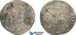 AE704, Spanish Netherlands, Overijssel, Philip II, Philipsdaalder (1/2 Ecu Philip) 1566, Silver (16.51g) Lion countermarked for Flanders, Del. 81, F-VF