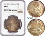 AE866, Mexico, 1 Peso 1871 Go S, Guanajuato, Silver, NGC MS61