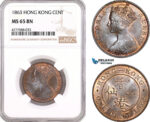 AF106, Hong Kong, Victoria, 1 Cent 1863, NGC MS65BN