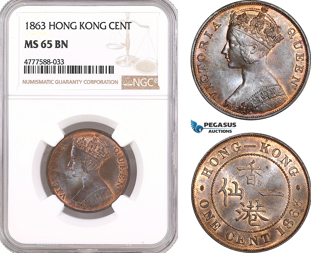 AF106, Hong Kong, Victoria, 1 Cent 1863, NGC MS65BN
