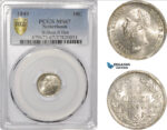 AF337, Netherlands, Willem II, 10 Cents 1849, Utrecht, Silver, Dot, PCGS MS67