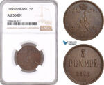 AF563, Finland, Alexander II. of Russia, 5 Penniä 1866, NGC AU55BN