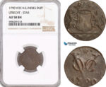 AF610, Netherlands East Indies, VOC, Duit 1790, Utrecht Arms, NGC AU58BN