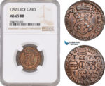 AF651, Belgium, Liege, Liard 1752, NGC MS65RB, Pop 1/0