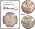 AF709, Germany, Saxe-Weimar-Eisenach, 5 Mark 1908-A, Berlin, Silver, NGC MS66