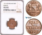 AF950, Netherlands, Utrecht, Duit 1791, NGC MS66RB, Top Pop (1/0 as RB)