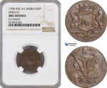 AG071, Netherlands East Indies, VOC, 1 Duit 1794, Utrecht Arms, NGC UNC Det.