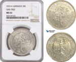 AG184-R, Germany, Weimar, "Oak Tree" 5 Reichsmark 1931-A, Berlin, Silver, NGC MS62