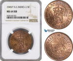 AG275, Netherlands East Indies, 2 1/2 Cent 1945-P, Philadelphia, NGC MS64RB
