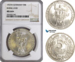 AG391, Germany, Weimar Republic, 5 Reichsmark 1925-A, Berlin, Silver "Rhineland" NGC MS64+