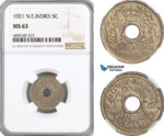 AG517, Netherlands East Indies, 5 Cents 1921, NGC MS63