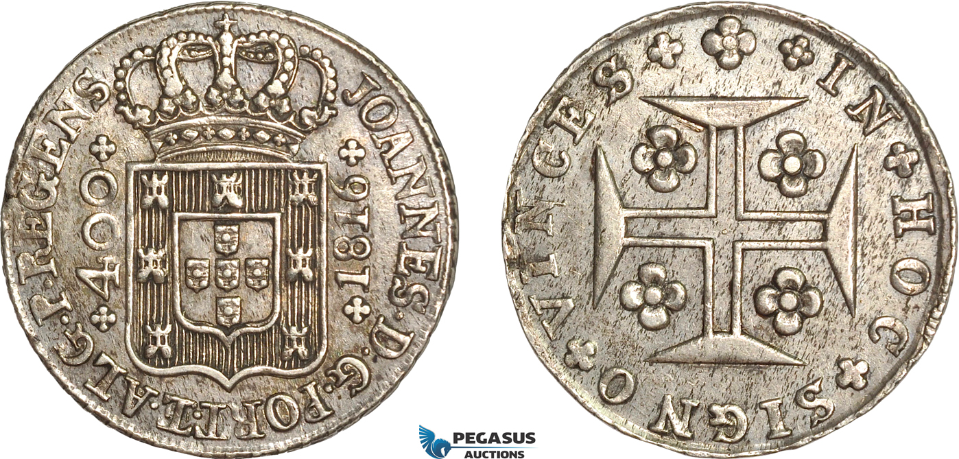 AG676, Portugal, Joannes VI, 400 Reis 1816, Lisbon, Silver, XF