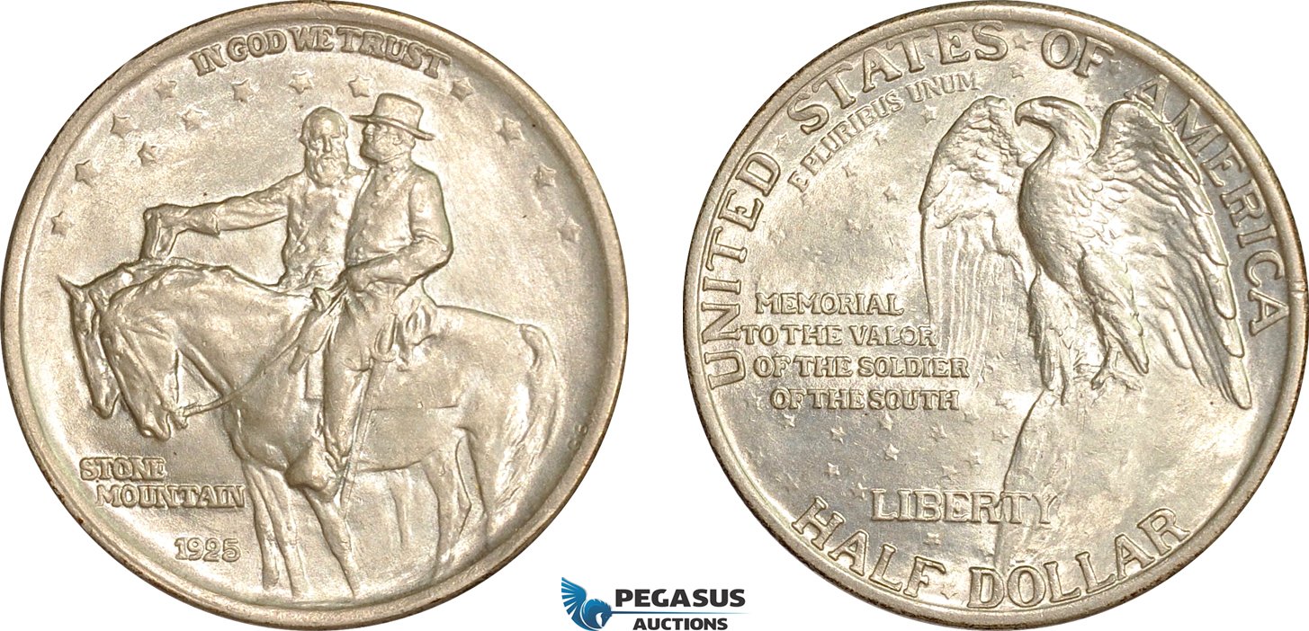 AG707, United States, Stone Mountain Memorial Half Dollar (50C) 1925, Philadelphia, Silver, UNC