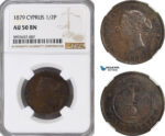 AG787, Cyprus, Victoria, 1/2 Piastre 1879, London, NGC AU50BN