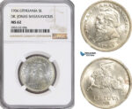 AG976, Lithuania, 5 Litai 1936, Jonas Basanavicius, Silver, KM# 82, NGC MS62