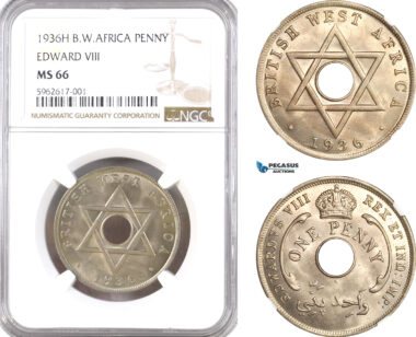 AH275, British West Africa, Edward VIII, 1 Penny 1936 H, Heaton Mint, NGC MS66