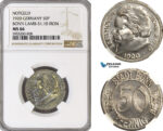 AH316, Germany, Bonn, 50 Pfennig 1920, Notgeld, Ludwig van Beethoven, Lamb-51.10, NGC MS66