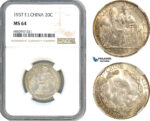 AH596, French Indo-China, 20 Centimes 1937, Paris Mint, Silver, NGC MS64