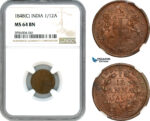 AH642, India, East India Company, 1/12 Anna 1848 C, Calcutta Mint, NGC MS64BN