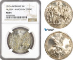 AH65, Germany, Prussia, Wilhelm II, 3 Mark 1913 A, Berlin Mint, Napoleon's Defeat, Silver, NGC MS66