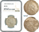 AH805, Sweden, Karl XI, 2 Mark 1693, Silver, NGC AU55