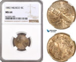 AH82, Mexico, 5 Centavos 1882, NGC MS64