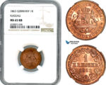 AH862, Germany, Nassau, 1 Kreuzer 1863,  Wiesbaden Mint, NGC MS65RB