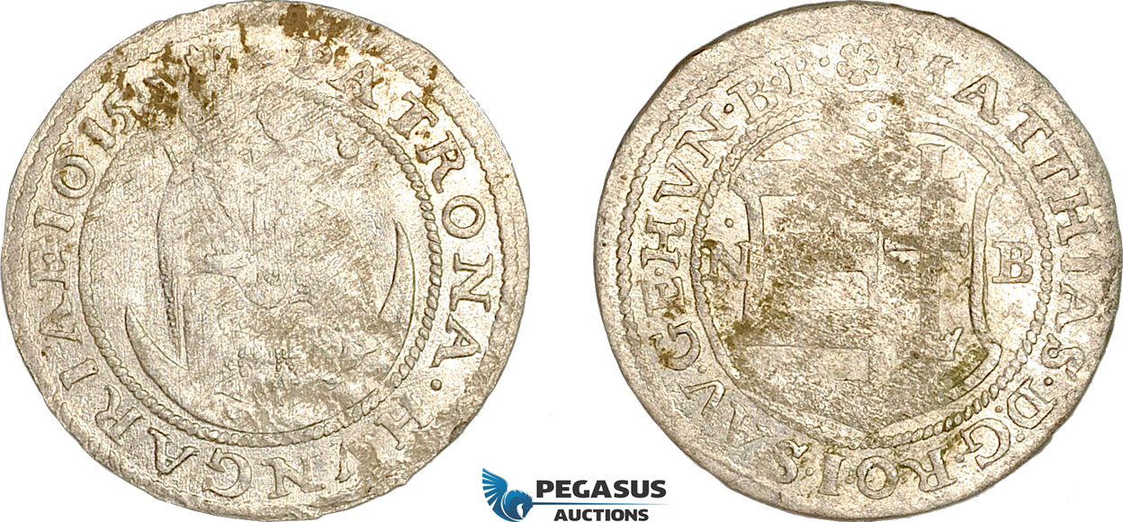 AH873, Hungary, Matthias II, Groschen 1615 NB, Nagybanya Mint, Silver