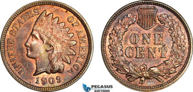 AH913, United States, Indian Head Cent 1909, Philadelphia Mint, aUNC