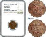 AH979, Netherlands East Indies, 1/8 Stuiver 1826, NGC AU58BN