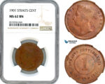 AI006, Straits Settlements, Victoria, 1 Cent 1901, NGC MS62BN