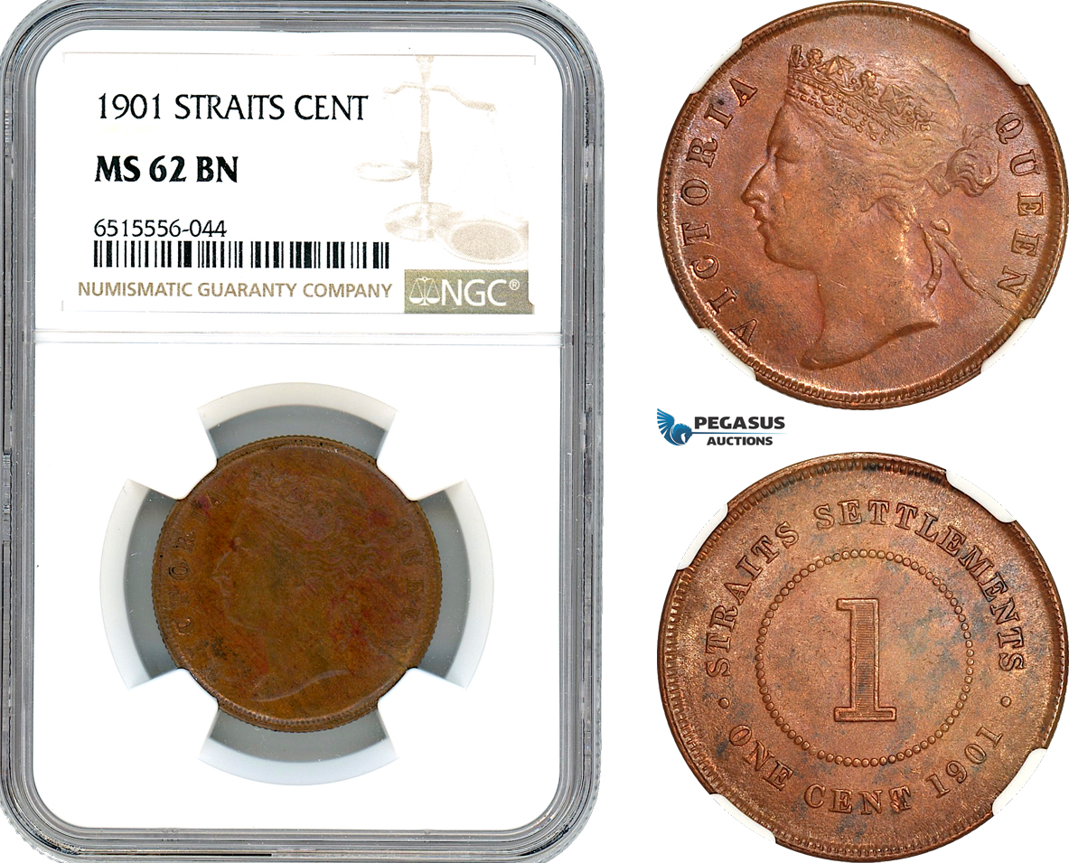 AI006, Straits Settlements, Victoria, 1 Cent 1901, NGC MS62BN