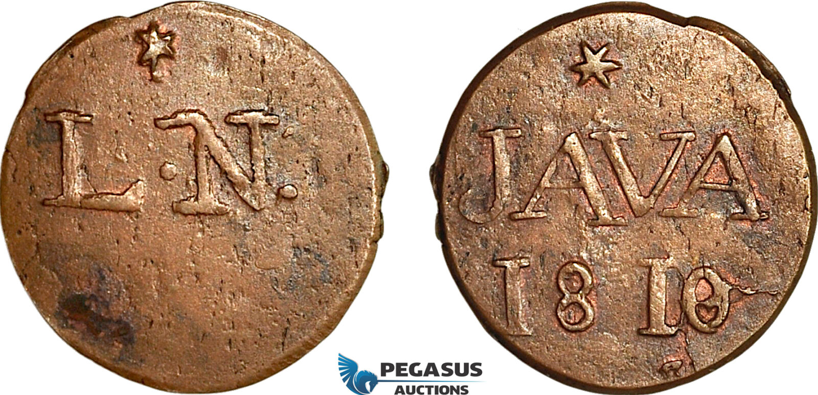 AI278, Netherlands East Indies, Java, Louis Napoleon, 1 Duit 1810, EF