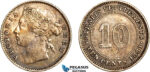 AI297, Straits Settlements, Victoria, 10 Cents 1881, Silver, EF