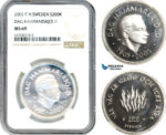 AI315, Sweden, Carl XVI Gustaf, 200 Kronor 2005 EH, Dag Hammarskjöld, Silver, NGC MS69