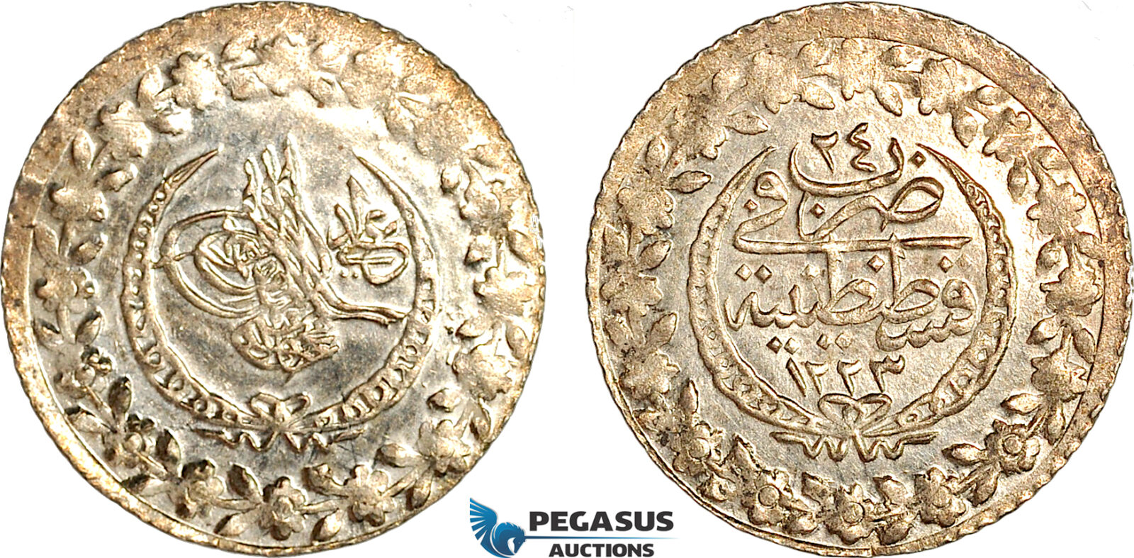 AI318, Turkey, Ottoman Empire, Mahmud II, 1 Kurush AH1223/24, EF-UNC
