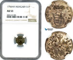 AI526, Hungary, Maria Theresia, 1 Poltura 1756 KB, Kremnitz Mint, Silver, NGC AU53