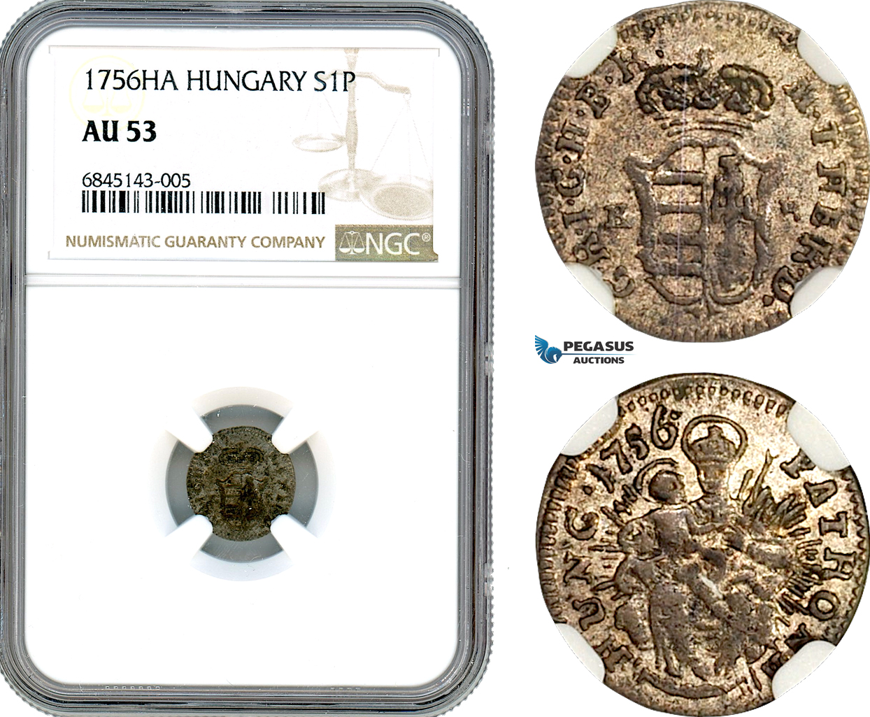 AI526, Hungary, Maria Theresia, 1 Poltura 1756 KB, Kremnitz Mint, Silver, NGC AU53
