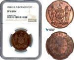 AI672, British North Borneo, 1 Cent 1886 H, Heaton Mint, NGC SP65BN