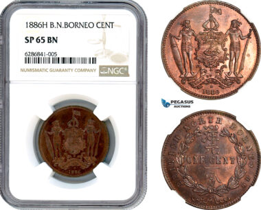 AI672, British North Borneo, 1 Cent 1886 H, Heaton Mint, NGC SP65BN