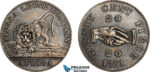 AI711, Sierra Leone, British Colony, Sierra Leone Company, 20 Cents 1791, Silver, Cleaned AU, Rare!
