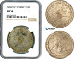 AI795, Turkey, Ottoman Empire, Abdülhamid II, 20 Kurush AH1293//3, Silver, NGC AU58