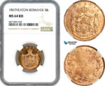 AJ027, Romania, Carol I, 5 Bani 1867, Heaton Mint, NGC MS64RD