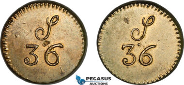 AJ129, Portugal & Brazil, Monetary Weight for 6400 Reis, 36 Shillings, (14.32g) EF-UNC
