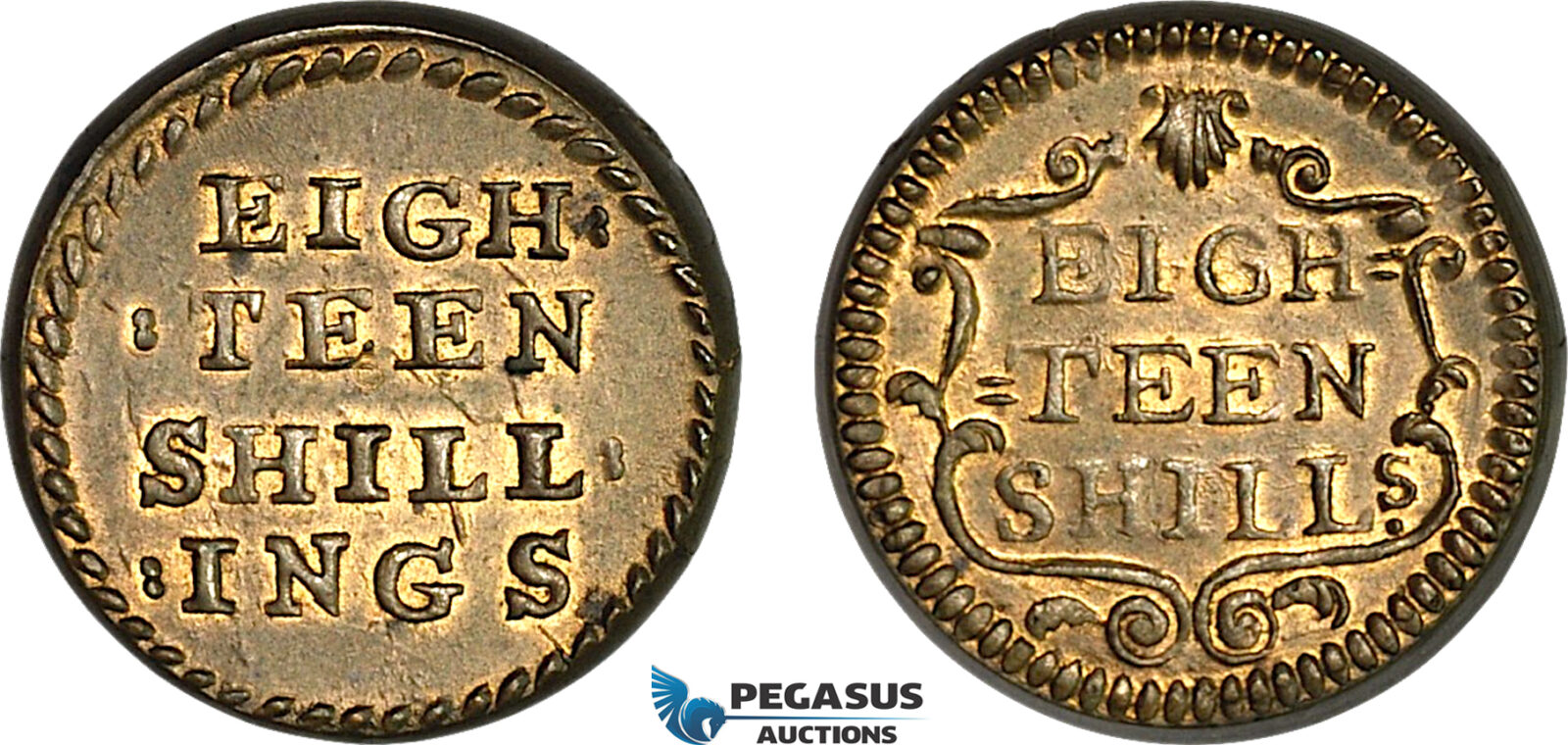 AJ132, Portugal & Brazil, Monetary Weight for 3200 Reis, 18 Shillings, (7.10g) UNC